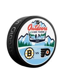 Disco ufficiale da partita Inglasco Inc. NHL Outdoors Lake Tahoe Dueling Philadelphia Flyers vs Boston Bruins