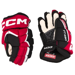 Guanti da hockey CCM JetSpeed FT680 Black/Red/White Junior 10 pollici