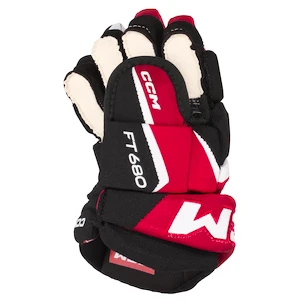 Guanti da hockey CCM JetSpeed FT680 Black/Red/White Junior 10 pollici