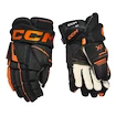 Guanti da hockey CCM Tacks XF Black/Orange Junior 11 pollici