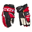 Guanti da hockey CCM Tacks XF Black/Red/White Junior 12 pollici