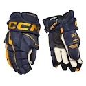 Guanti da hockey CCM Tacks XF Navy/Sunflower Junior 12 pollici