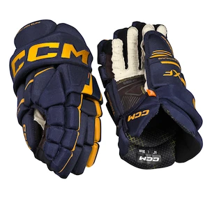 Guanti da hockey CCM Tacks XF Navy/Sunflower Junior 12 pollici