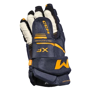 Guanti da hockey CCM Tacks XF Navy/Sunflower Junior 12 pollici