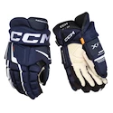 Guanti da hockey CCM Tacks XF PRO Navy/White Junior 12 pollici