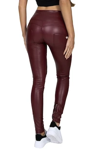 Leggings da donna Hugz Jeans  Wine Faux Leather Biker High Waist S