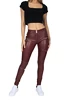 Leggings da donna Hugz Jeans  Wine Faux Leather Biker Mid Waist