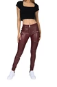 Leggings da donna Hugz Jeans  Wine Faux Leather Biker Mid Waist