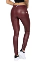 Leggings da donna Hugz Jeans  Wine Faux Leather Biker Mid Waist