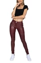 Leggings da donna Hugz Jeans  Wine Faux Leather Biker Mid Waist