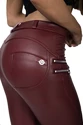 Leggings da donna Hugz Jeans  Wine Faux Leather Biker Mid Waist