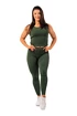 Leggings da donna Nebbia  Organic Cotton Ribbed High Waist Leggings 405 dark green