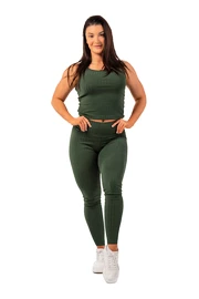 Leggings da donna Nebbia Organic Cotton Ribbed High Waist Leggings 405 dark green