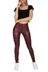 Leggings Hugz Jeans  Wine Faux Leather Biker High Waist