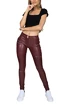 Leggings Hugz Jeans  Wine Faux Leather Biker Mid Waist