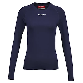 Maglietta a compressione CCM LS Training Tee Navy Senior