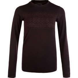 Maglietta da donna Endurance Yalia Seamless Wool Print LS Baselayer Dark Purple