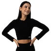 Maglietta da donna GymBeam  FLO Ribbed CropTop Black