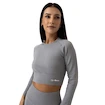 Maglietta da donna GymBeam  FLO Ribbed CropTop Grey