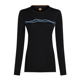 Maglietta da donna Icebreaker Merino 200 Oasis LS Crewe Mountain Pulse Black