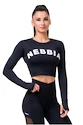 Maglietta da donna Nebbia Hero Sporty Hero crop top long sleeve black