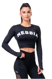 Maglietta da donna Nebbia Hero Sporty Hero crop top long sleeve black