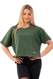 Maglietta da donna Nebbia Organic Cotton Loose Fit “The Minimalist” Crop Top 417 dark green