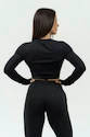 Maglietta da donna Nebbia  Women's Long Sleeve Crop Top Perform 839 Black