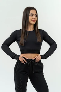 Maglietta da donna Nebbia  Women's Long Sleeve Crop Top Perform 839 Black