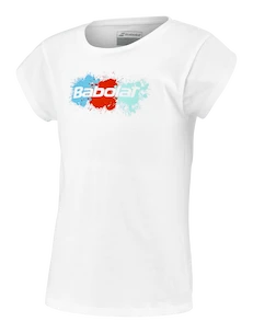 Maglietta da ragazza Babolat  Exercise Cotton Tee Girl White 6 - 8 anni