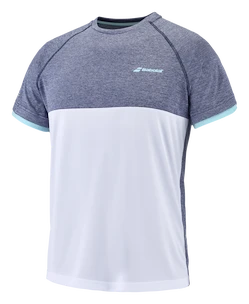 Maglietta per bambini Babolat  Play Crew Neck Tee Boy White/Blue 6 - 8 anni