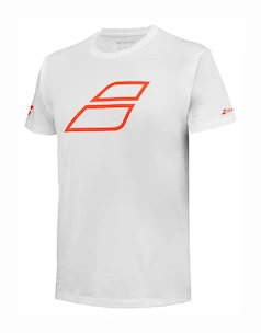 Maglietta per bambini Babolat  Strike Cotton Tee Jr White/Strike Red 8 - 10 anni