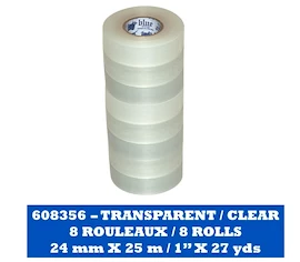 Nastro adesivo per gli stinchi Blue Sports Clear Poly Shin Pad Tape 24 mm x 25 m 8-Pack