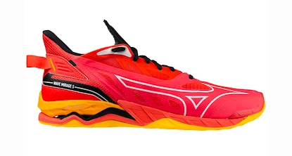 Scarpe indoor da uomo Mizuno  WAVE MIRAGE 5 Radiant Red/White/Carrot Curl