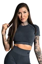 Top donna Gym Glamour  Crop-Top s krátkým rukávem Dark Grey Ombre