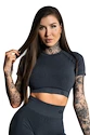 Top donna Gym Glamour  Crop-Top s krátkým rukávem Dark Grey Ombre M